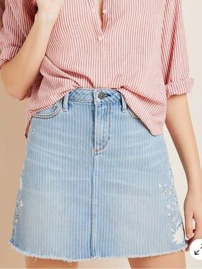 Driftwood saydi Light Blue Pinstripe Denim Mini Skirt 29